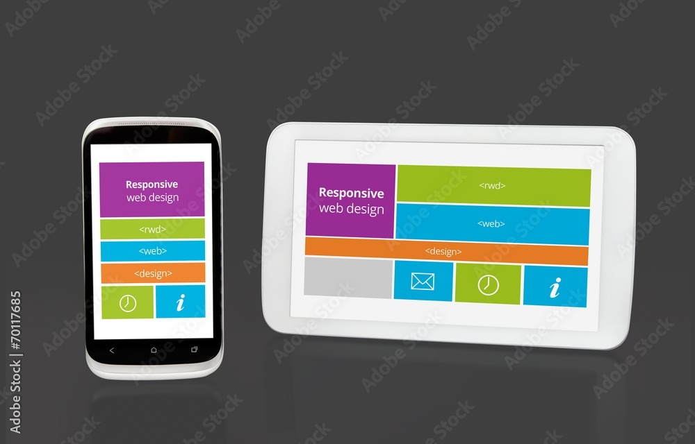 Responsive web design on mobile tablet and smart phone devices