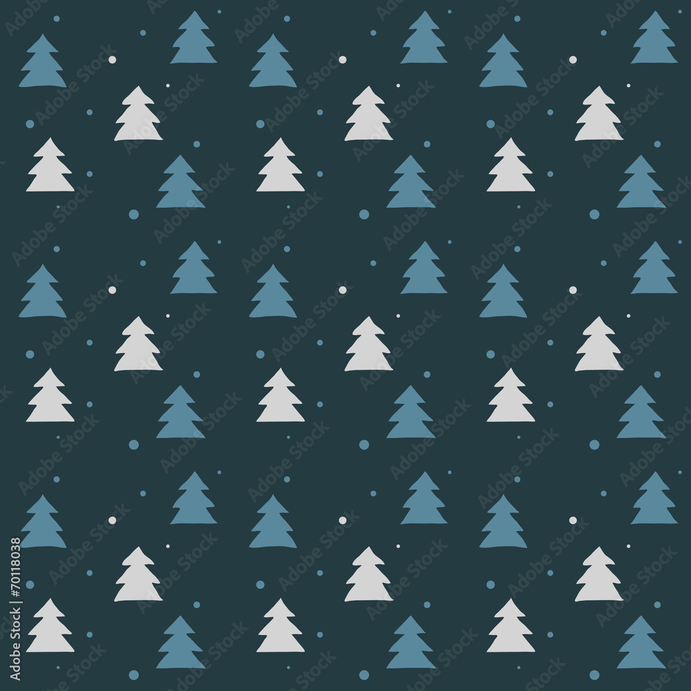 Vector winter pattern - trees on blue Vector winter pattern - trees on blue