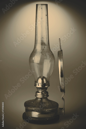 old kerosene lamp isolated on white background