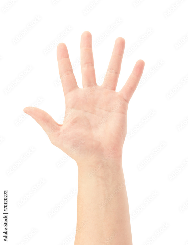 Open man hand or number five Open man hand or number five