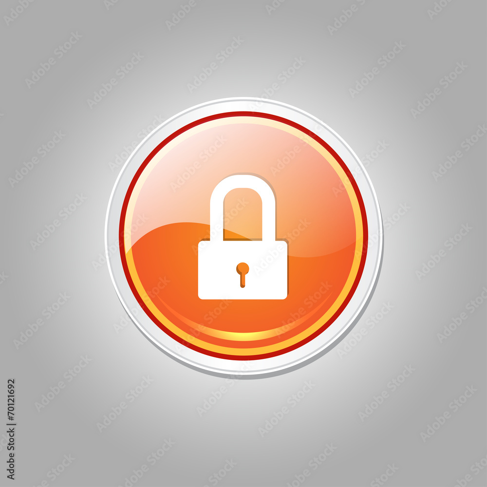 Protected Circular Orange Vector Web Button Icon Protected Circular Orange Vector Web Button Icon