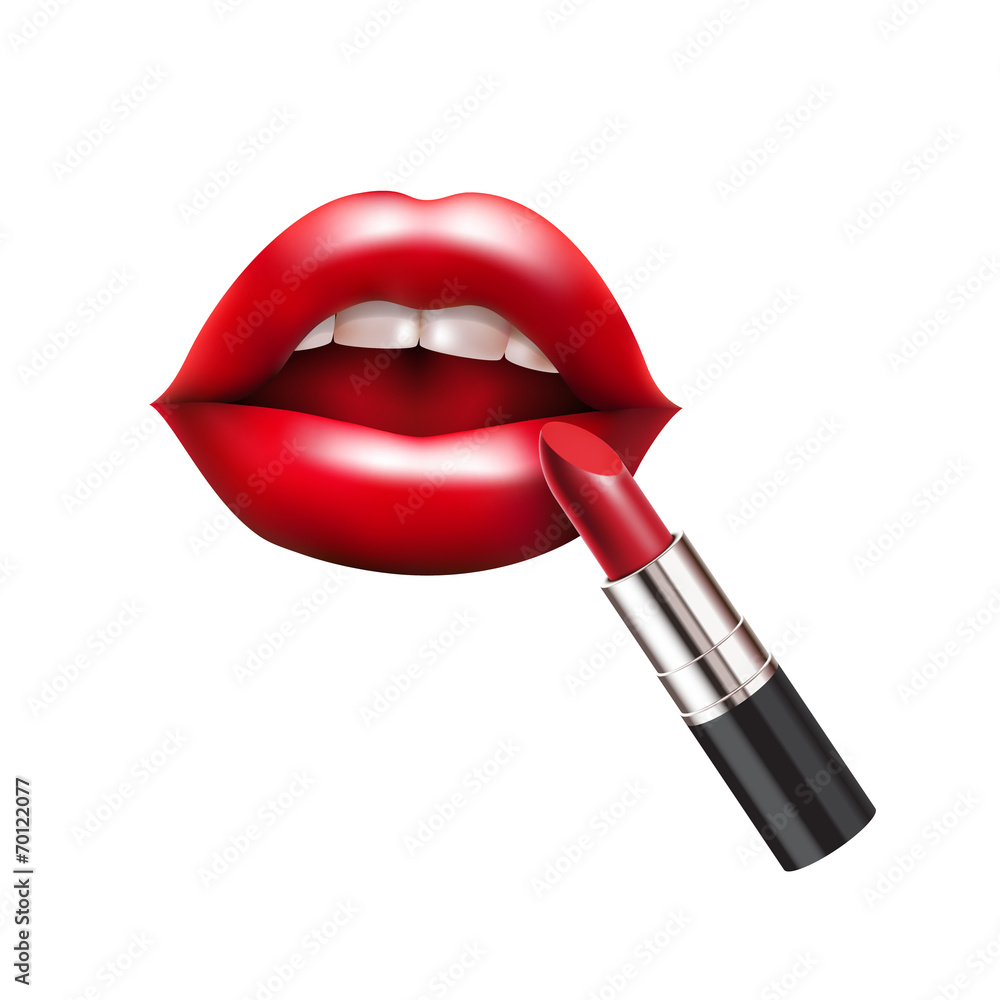 Obraz premium red lips with lipstick
