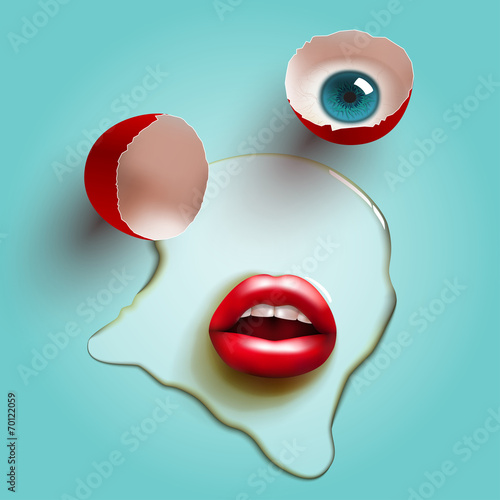 cracked egg with lips