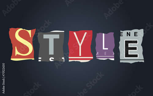 Style word on broken car license plates, vector