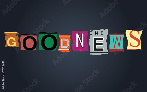 Goodnews word on broken car license plates, vector