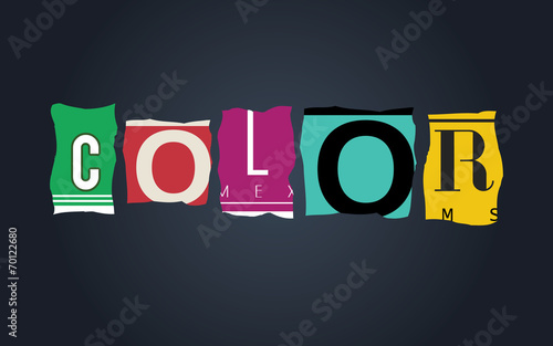 Color word on broken car license plates, vector