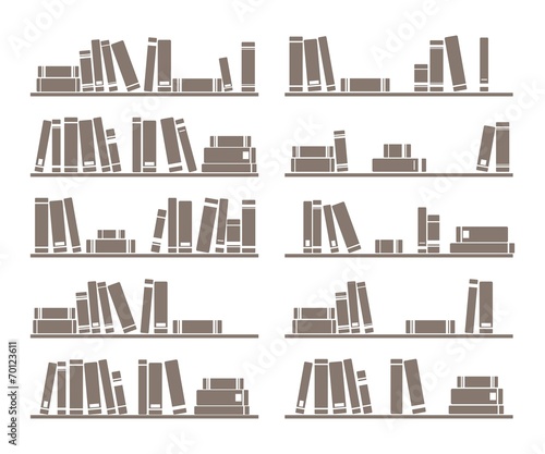 Books on shelf vector illustration isolated on white background