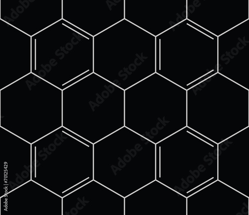 Abstract seamless chemical background - pattern on black