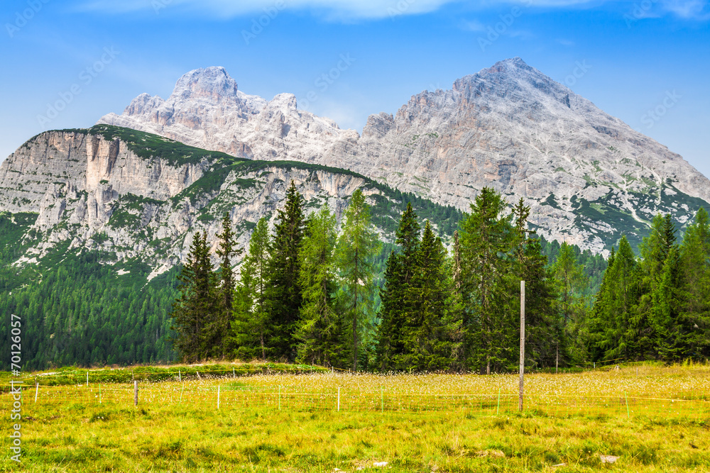National Park panorama and Dolomiti mountains in Cortina d'Ampez