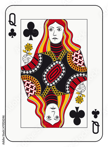 Queen of clubs playing card