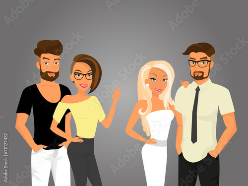 Hipster guys and their pretty girlfriends