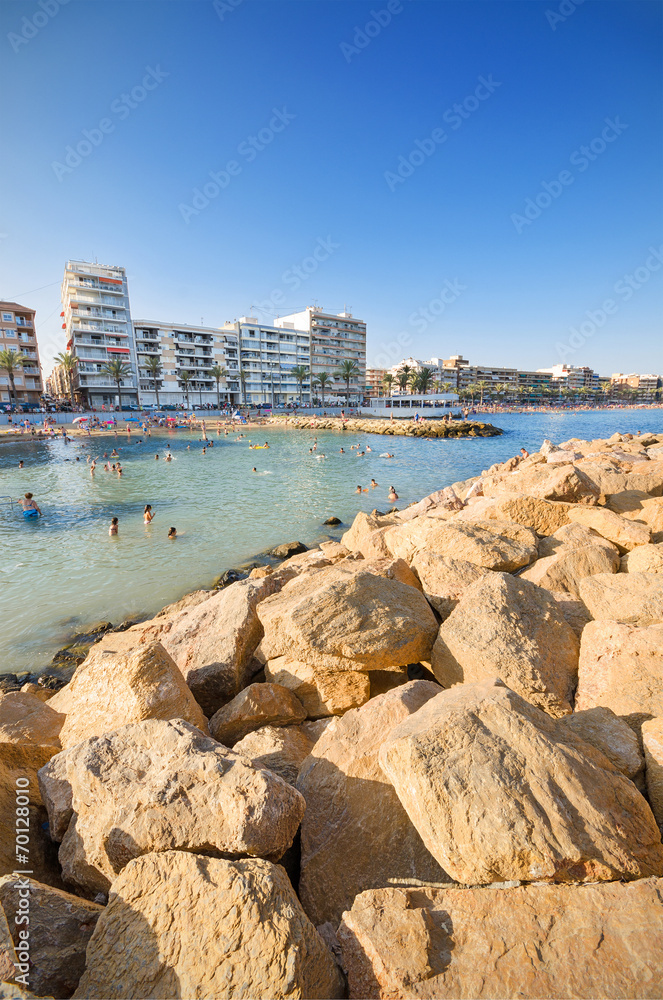 Fototapeta premium Malecom and beach in Torrevieja, Alicante, Spain.