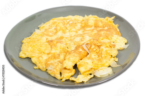 Fries egg (omelet) on plate in Thai style