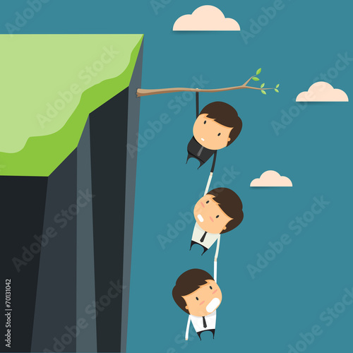 Businessman in business risks jointly. Vector illustration.