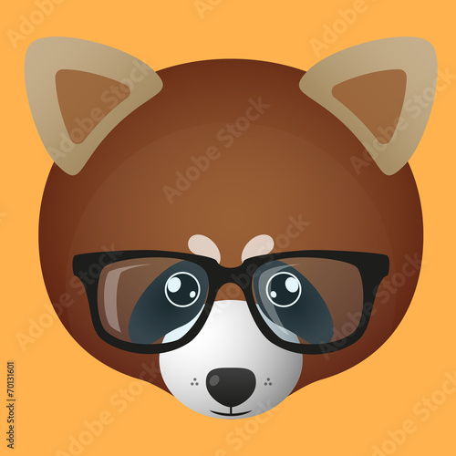 Fototapeta Naklejka Na Ścianę i Meble -  Red panda avatar wearing glasses