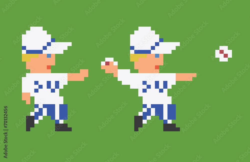 pixel art 8bit baseball player in white uniform