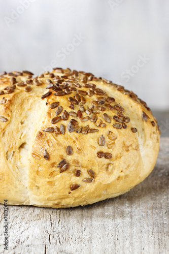 Loaf of bread. Grey background