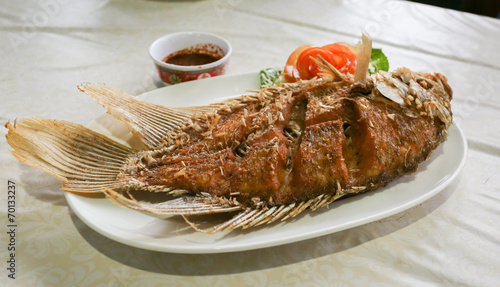 fryfish in disk in dinner from thailand
