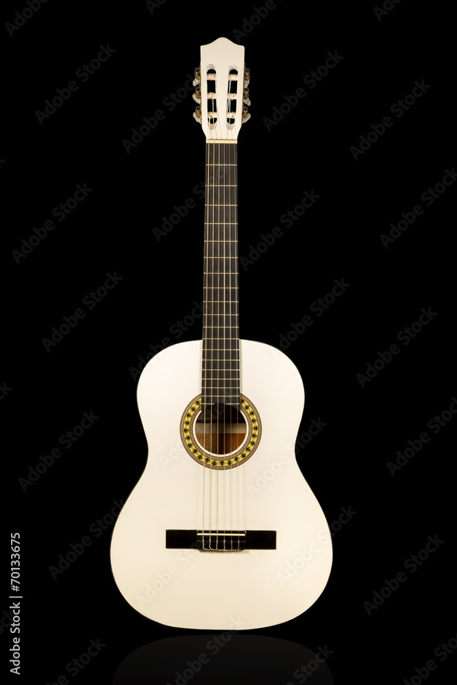 Classical white acoustic guitar