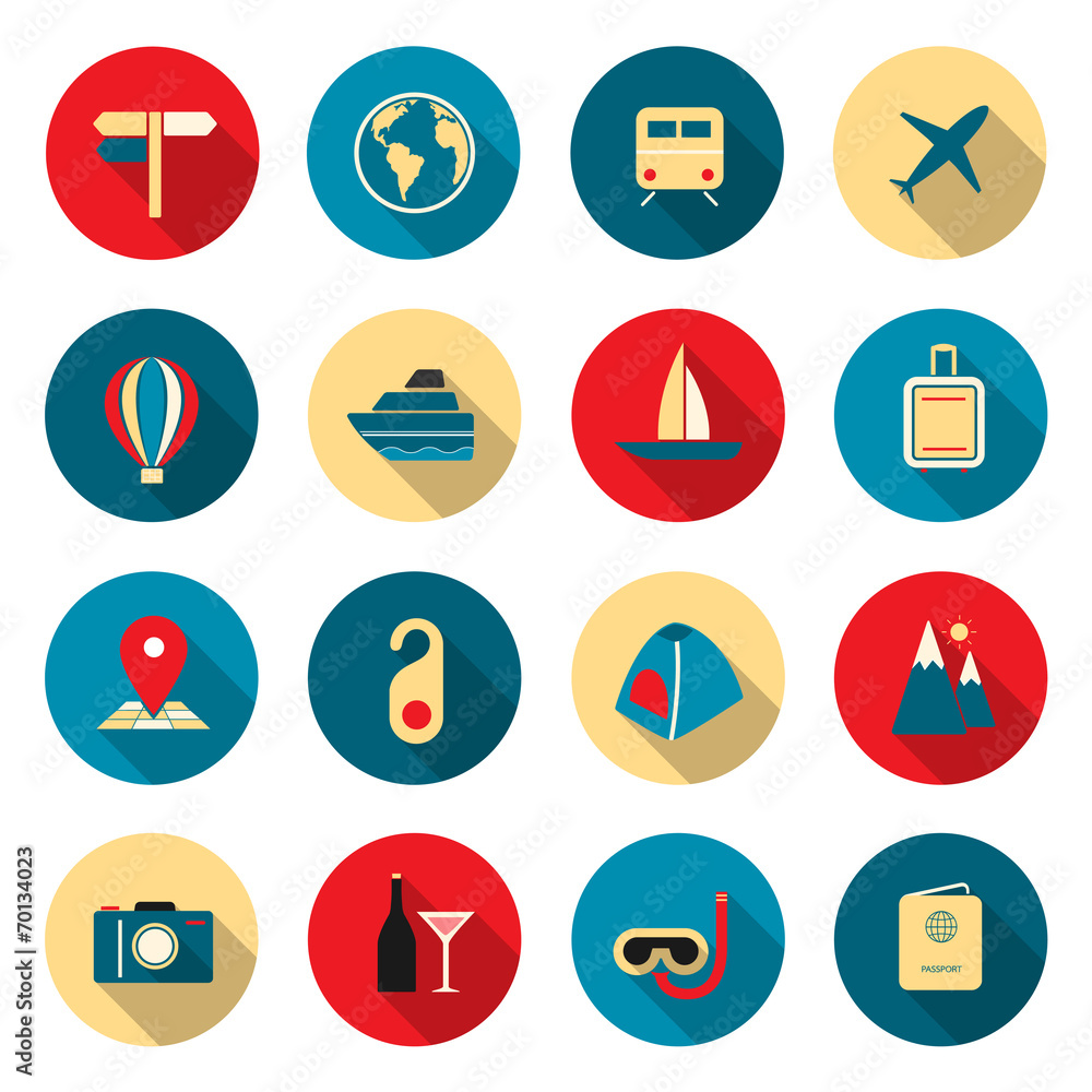 Travel color icons Travel color icons