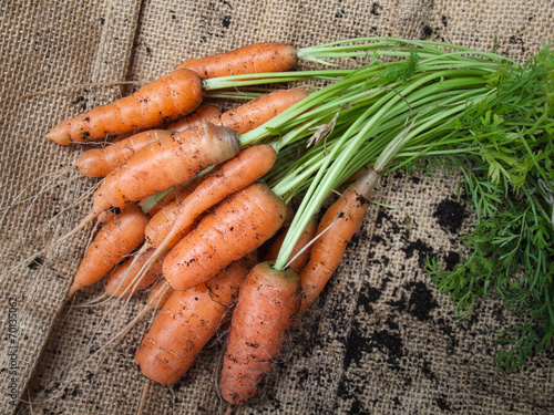 a bunch of fresh baby carrots