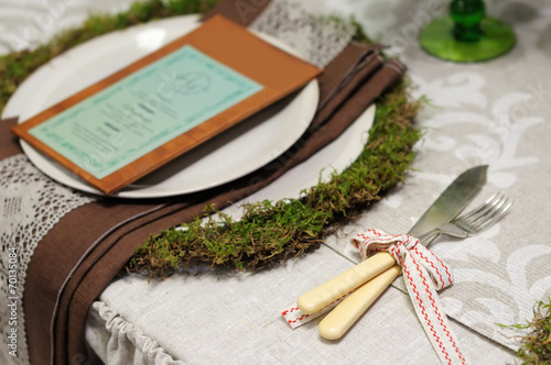 Table set for wedding reception