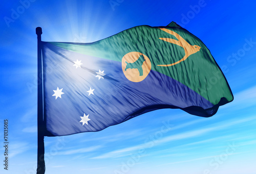 Christmas Island flag waving on the wind
