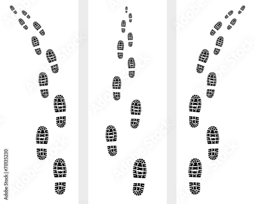 Trail of prints of shoes, vector illustration