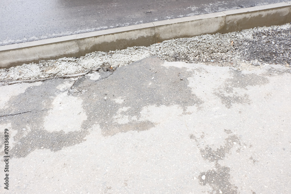 Asphalt footway and border (parapet) as background for your Stock Photo ...
