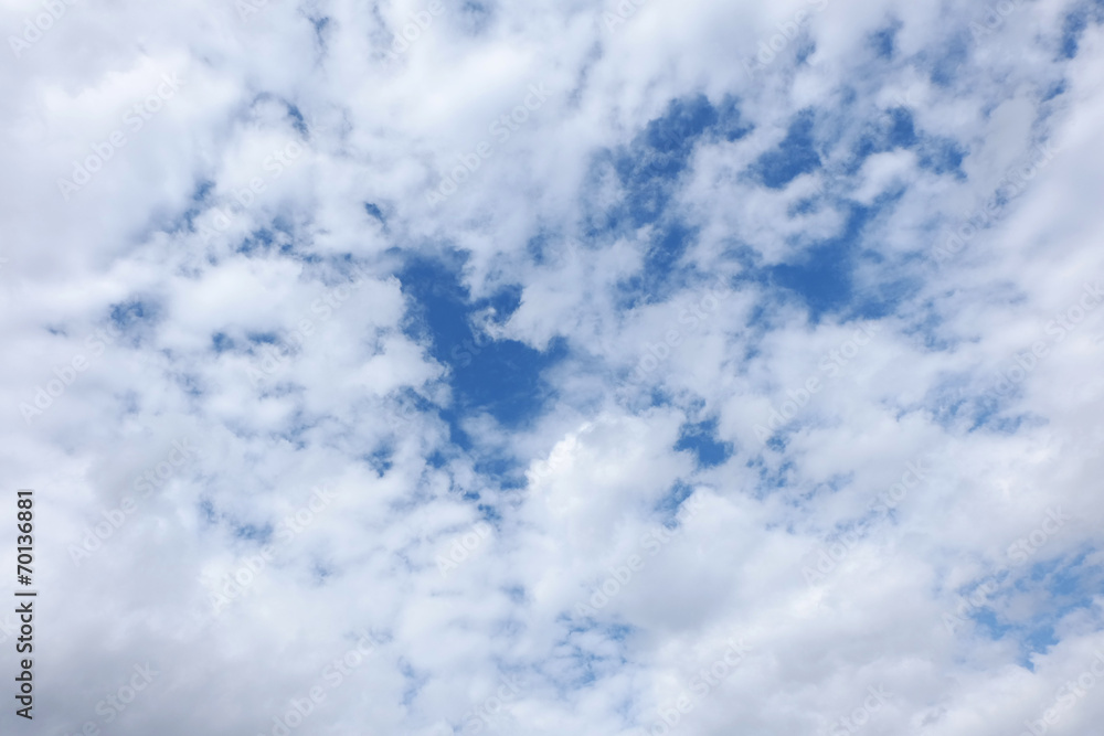 Blue sky covered with clouds, only some blue spots in the center Blue sky covered with clouds, only some blue spots in the center