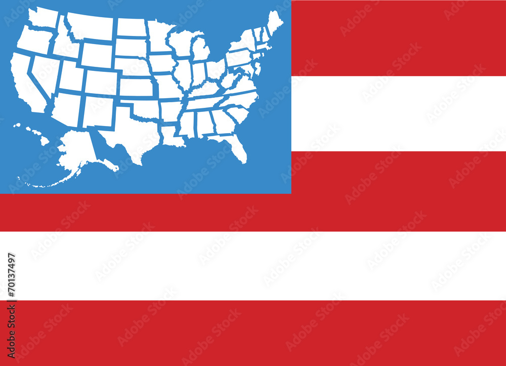 USA Flag map 50 states as stars Stock Vector | Adobe Stock
