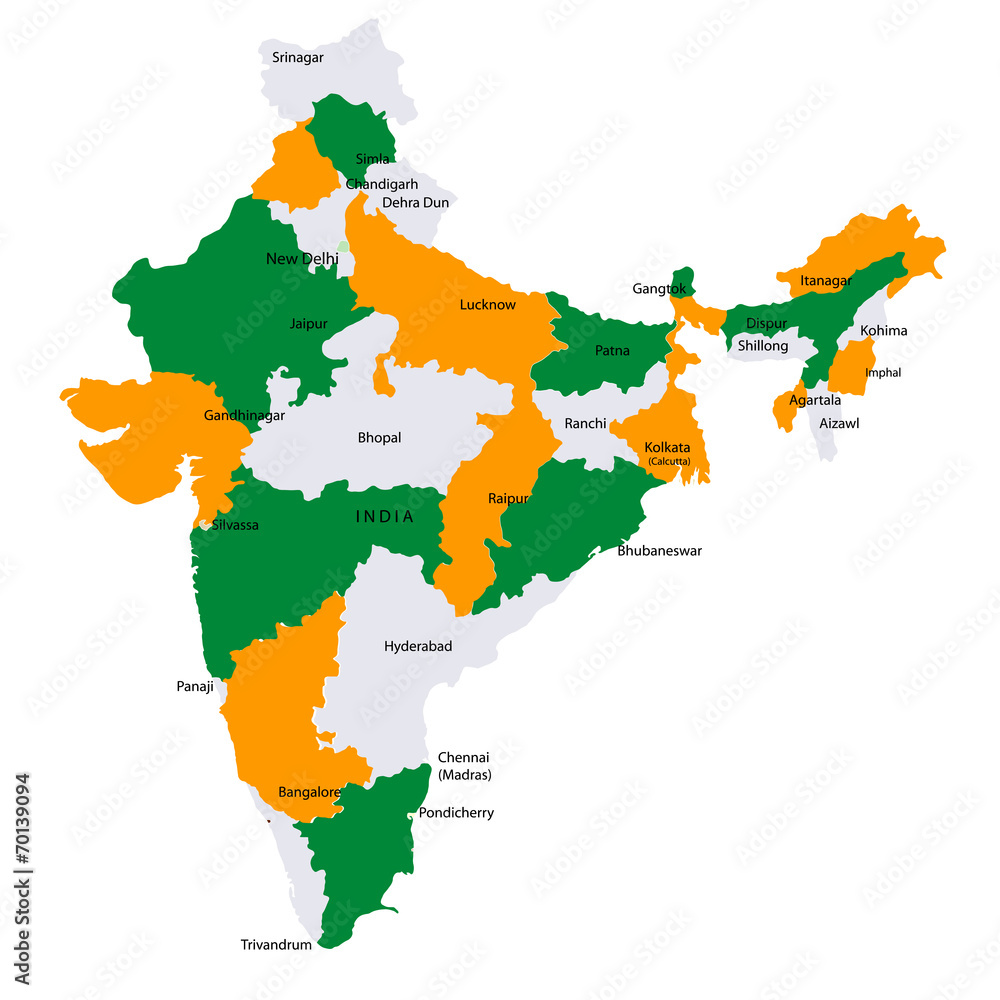 インド 地図 国 Stock Vector Adobe Stock