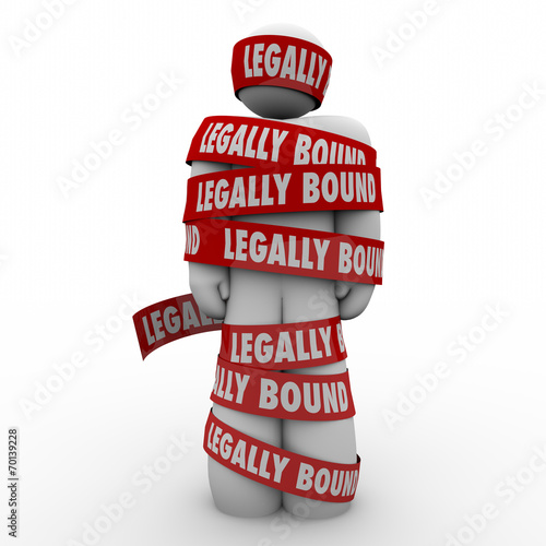 Legally Bound Man Wrapped in Tape Law Clause Prohibited Restrain