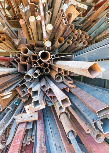 Piles of rusty scrap metal