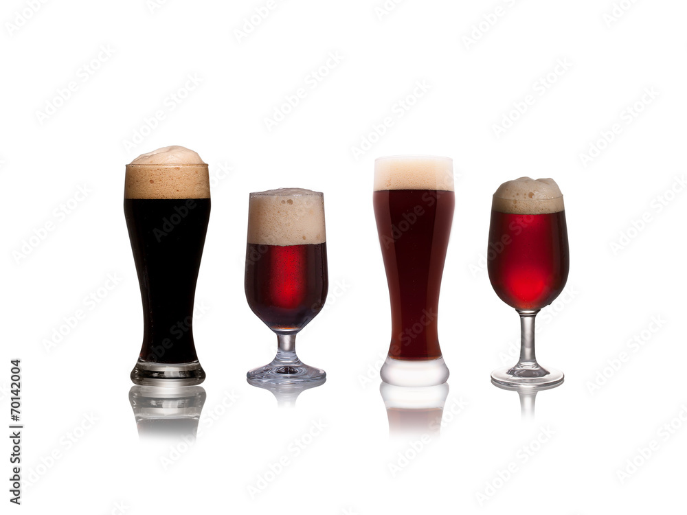 Set of dark beer isolated on a white background Set of dark beer isolated on a white background