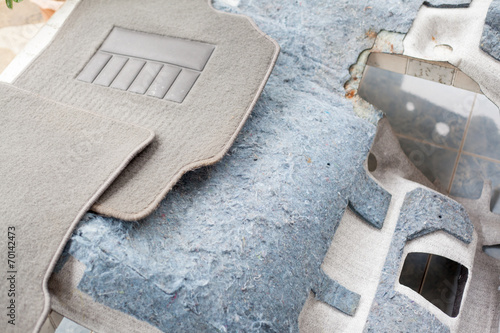 car mat set prepared for wash