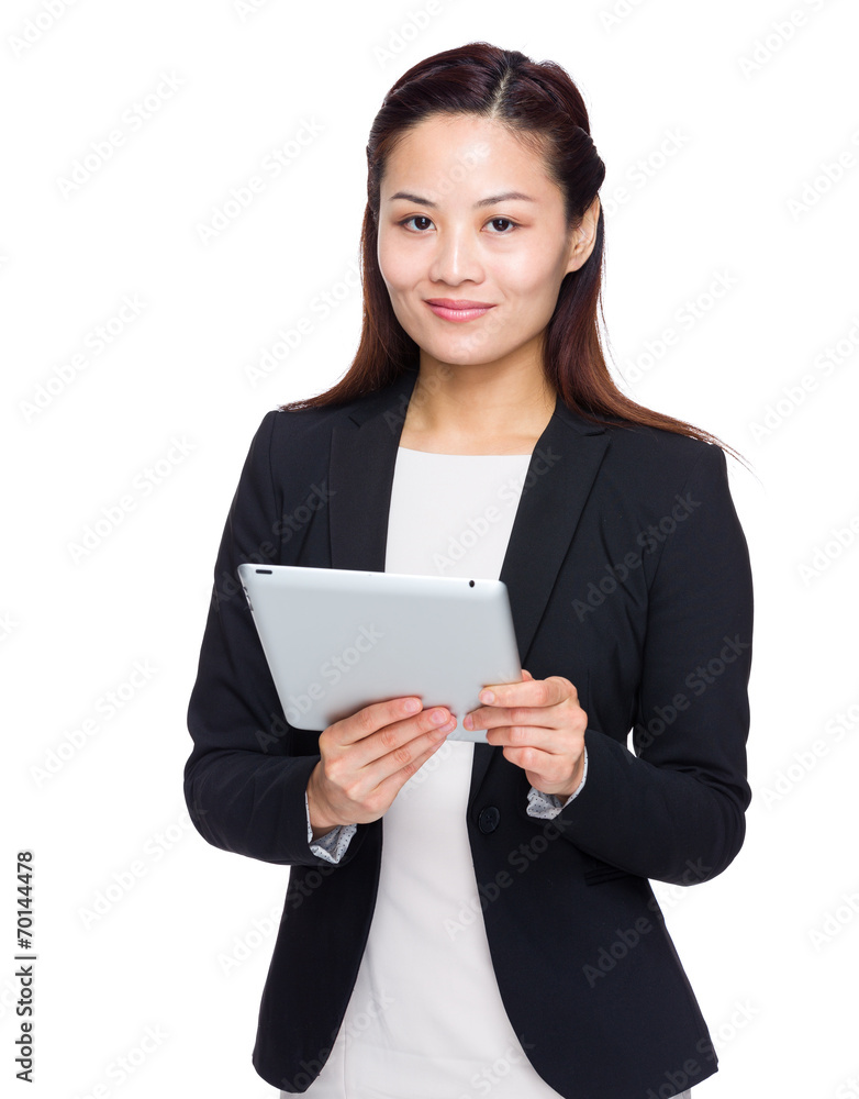 Asian businesswoman use of tablet Asian businesswoman use of tablet
