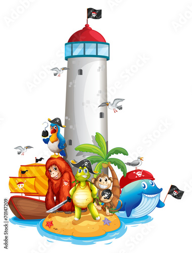 Lighthouse and animals