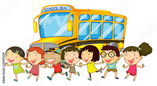 Students and school bus