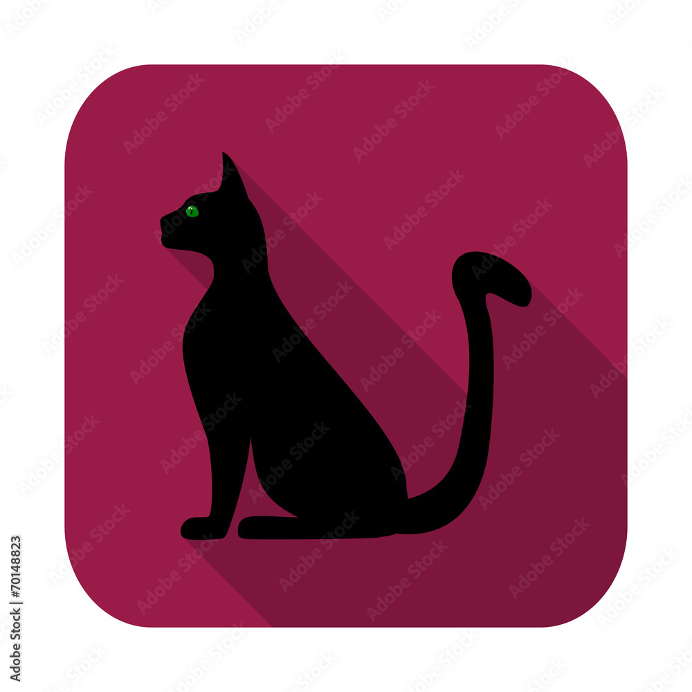 Flat design icon for Halloween. Silhouette of a cat