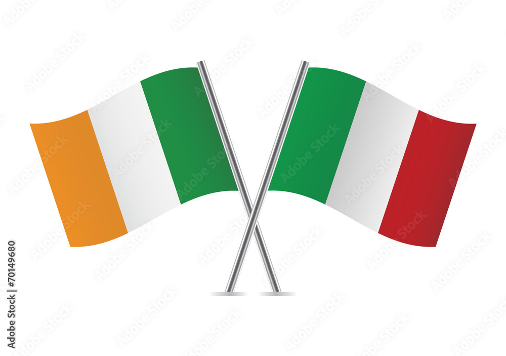 Irish and Italian flags. Vector illustration. Stock Vector | Adobe Stock