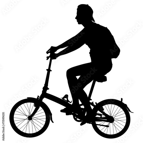 Silhouette of a cyclist male.