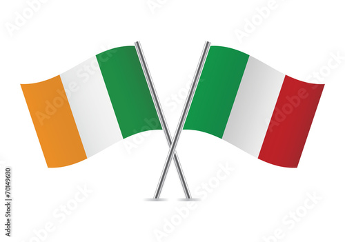 Irish and Italian flags. Vector illustration.