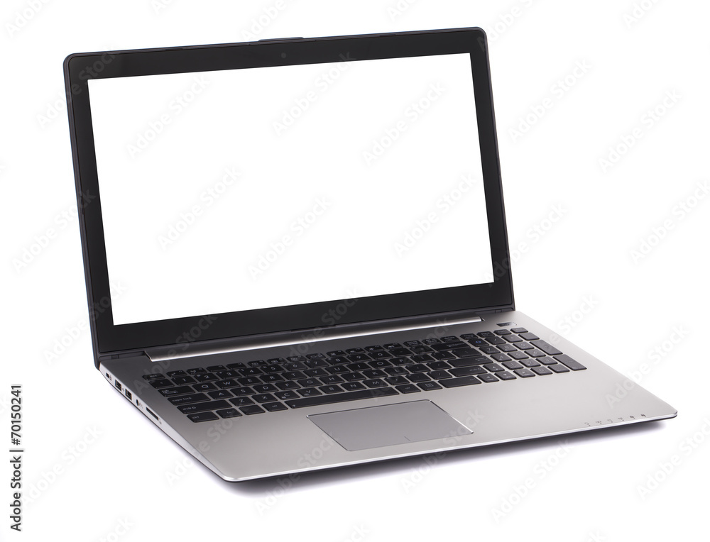 Laptop with white blank screen. Laptop with white blank screen.