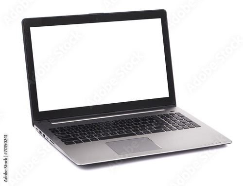 Laptop with white blank screen.