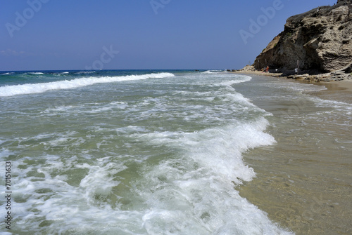 Calm sand beach at Mediterranean sea coast near Tel Aviv
