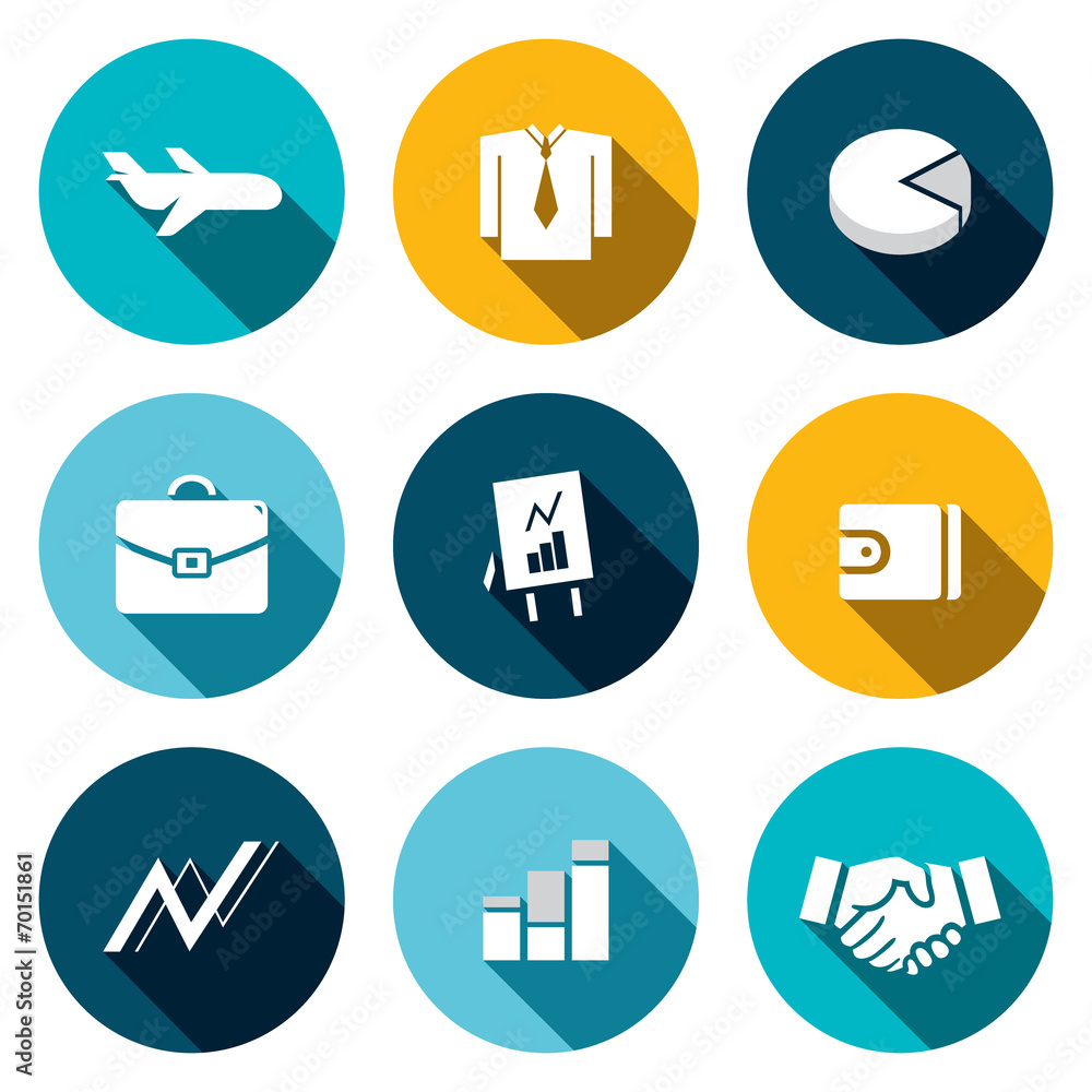 Fototapeta premium Business flat icons set