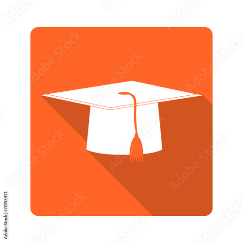 Flat design icon. Graduate hat