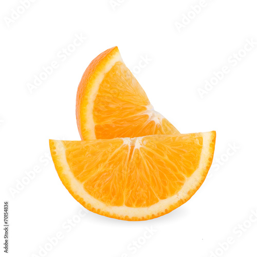 Slice of fresh orange isolated on white background