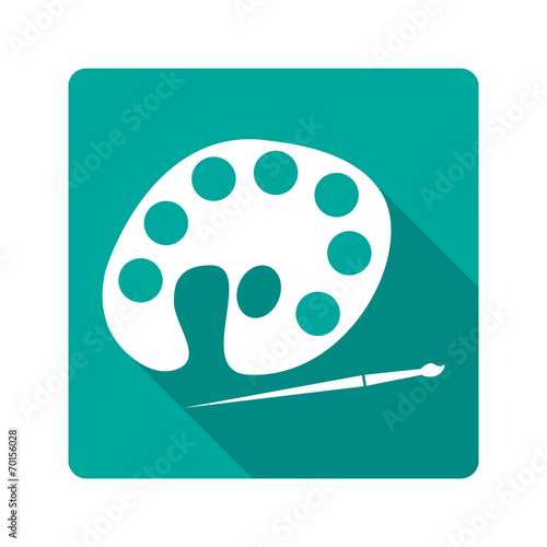 Flat design icon.palette with paints and brush